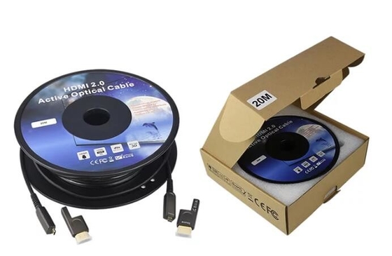 60Hz 18Gbs Rated Copper Fiber Optical Cable 15m HDMI 2.0 D To D Alternative Plug