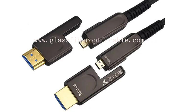 60Hz 18Gbs Rated Copper Fiber Optical Cable 15m HDMI 2.0 D To D Alternative Plug